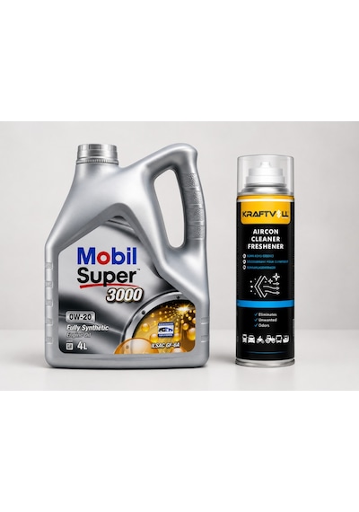 Mobil Süper 3000 0W-20 Tam Sentetik Motor Yağı 4 L + Klima Bombası 200 ML