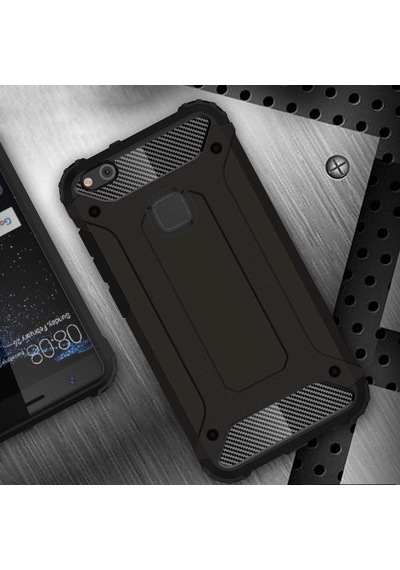 Huawei P10 Lite Silikon Armor Hybrid Zırh Kılıf Siyah