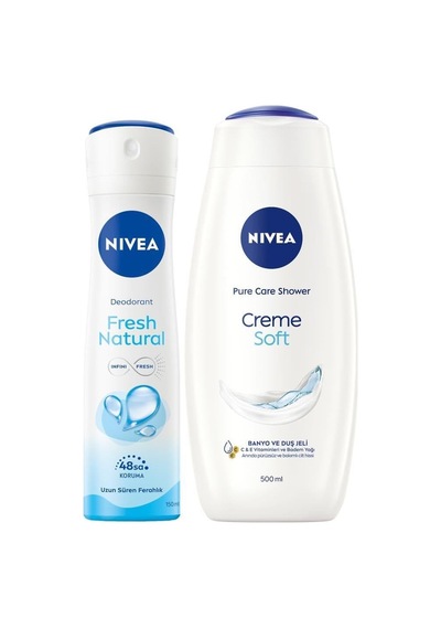 Creme Soft Banyo Ve Duş Jeli 500ml Ve Kadın Sprey Deodorant Fresh Natural 150ml, 48 Saat Ter Karşıtı Diğer