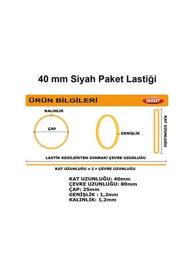 Siyah Küçük Paket Lastiği 40mm 3kg
