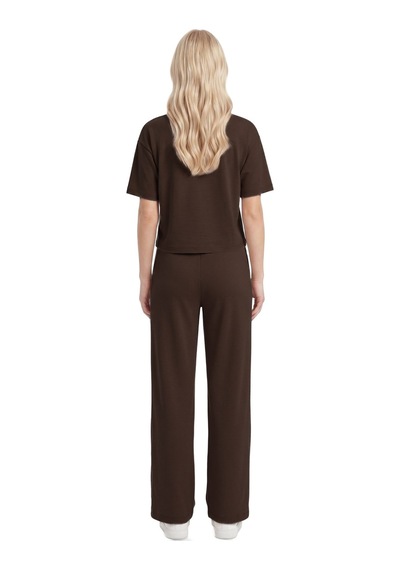 Cottonill Premium - Sway Collection Kahverengi Basic Yüksel Bel Modal Bol Paça Kadın Pantolon