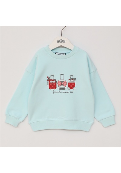Wanex Kız Çocuk Uzun Kol Kalın Sweat - 32370 Mint Yeşili