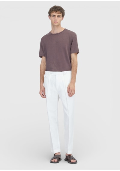 Ramsey Beyaz Düz Dokuma Relaxed Fit Casual Pamuk Karışımlı Pantolon Ramsey Beyaz Düz Dokuma Relaxed Fit Casual Pamuk Karışımlı Pantolon