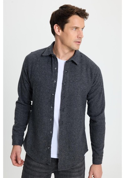 Tudors Erkek Slim Fit Dar Kesim Uzun Kollu Düz Kışlık Oduncu Koyu Gri Gömlek-41636 Koyu Gri Tudors Erkek Slim Fit Dar Kesim Uzun Kollu Düz Kışlık Oduncu Koyu Gri Gömlek-41636 Koyu Gri