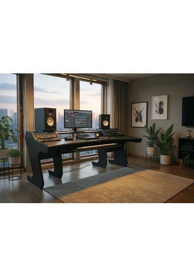 Monodesk Pro Edition Stüdyo Masası Mat Siyah & Latin Ceviz 260 Cm. Siyah - Ceviz