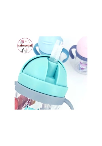Türkçe Konuşan Şarkı Söyleyen 23cm Et Bebek 250ml Figürlü Pipetli Bebek Matara Biberon 2'li Set Yeşil