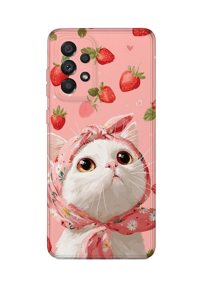 Samsung Galaxy M52 Uyumlu Baskılı Şeffaf Telefon Kılıfı Koleksiyon: Kawaii Cat 1