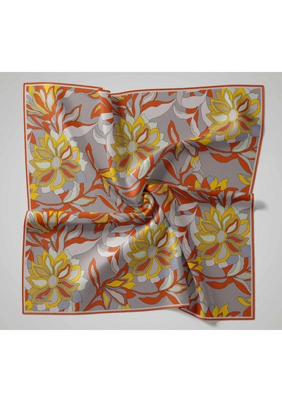 Silk Home Olinda İpek Eşarp 47003-16 Parlak Turuncu, Gri, Yanık Sarı, Hardal