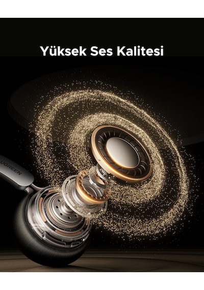 Ugreen Studio Plus Aktif Gürültü Engelleyici Kablosuz Kulak Üstü Kulaklık, 80 Saat, Siyah, 75630