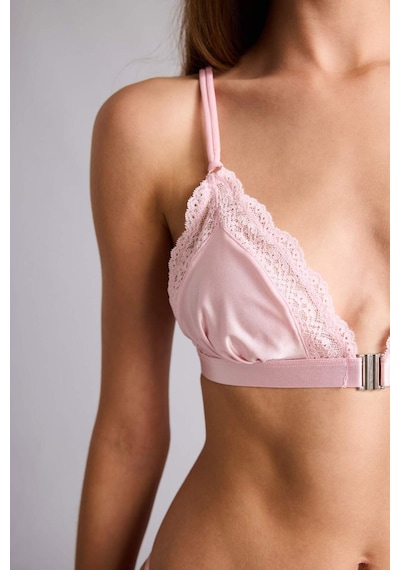 Defacto Dantel Detaylı Saten Kapsız Pedsiz Balensiz Açık Pembe Bralet G1139ax26sppn648 Pembe-pn648