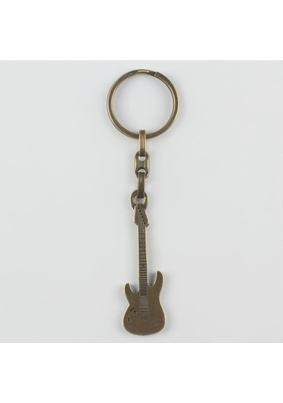 Gitar Figürlü Metal Anahtarlık Altın