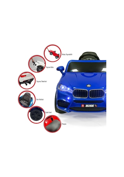 Blade Gt 12v Uzaktan Kumandalı Bluetooth Ve Usb Destekli Led Farlı Emniyet Kemerli Çocuk Akülü Araba Mavi