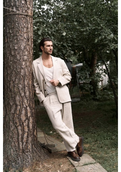 Mai Collection Mai Studios Co. Carlo Naturel Keten Erkek Pantolon Natürel
