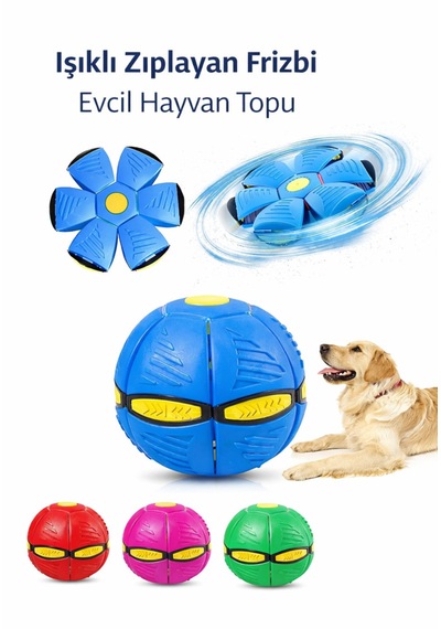 Işıklı Köpek Topu Zıplayan Açılır Frizbi Oyuncak Köpek Oyuncağı