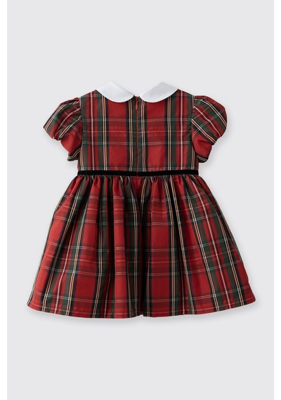 Panço Kız Bebek Bebe Yaka Fiyonk Detaylı Kısa Kollu Ekoseli Kırmızı Parti Elbisesi 2521GB94003 Panço Kız Bebek Bebe Yaka Fiyonk Detaylı Kısa Kollu Ekoseli Kırmızı Parti Elbisesi 2521GB94003