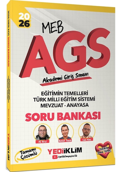Yediiklim 2026 Meb Ags Eğitimin Temelleri Türk Milli Eğitim Sistemi Mevzuat Anayasa Tamamı Çözümlü Soru Bankası
