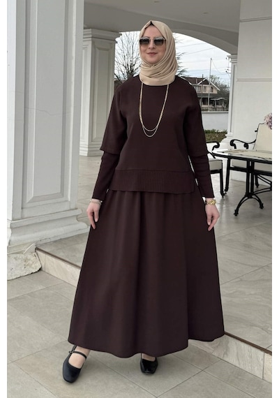 Rabia Şamlı Ela Modal Takım Kahve Çok Renkli