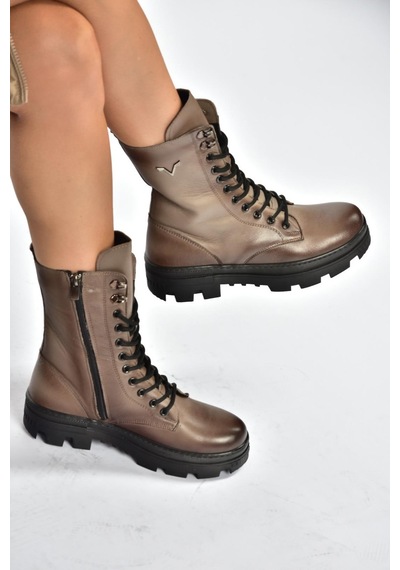 Fox Shoes V999049103 Vizon Hakiki Deri Kadın Postal Bot Vizon-hakiki Deri