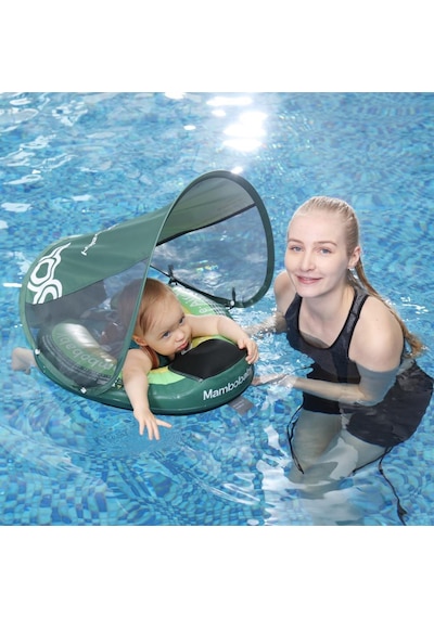 Mambobaby Yüzme Simidi - Avokado, Emniyetli, Gölgelikli Ve Ayak Destekli