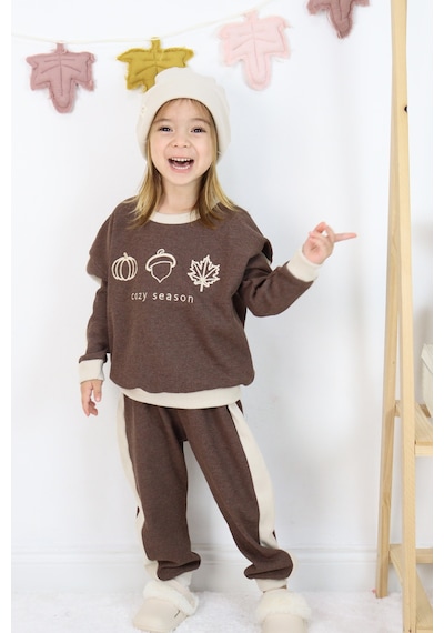 Miababy Cozy Nakış Baskılı 3lü Takım Kahverengi