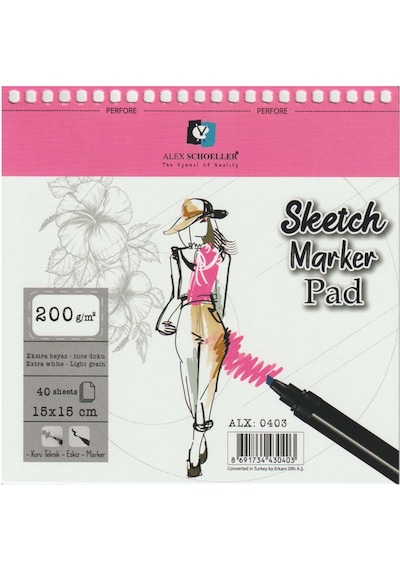 Alex Schoeller Spiralli Sketch Marker Defteri Pad 200 G 15x15 c