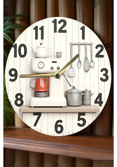 Kitchen Style Mutfak Temalı Mdf Duvar Saati Sessiz Mekanizma 3d Görünümlü Sdw230 Renkli