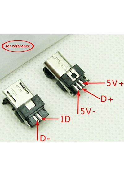 5 Pin Micro Usb Şarj Soketi Siyah Renk 5 Adet