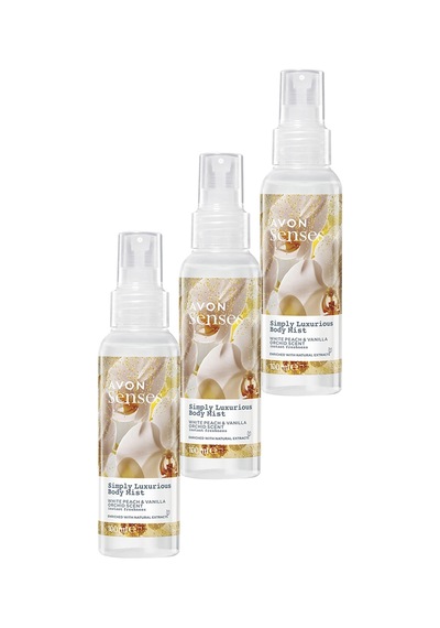 Avon Simply Luxurious Beyaz Şeftali ve Vanilya Orkide Kokulu Vücut Spreyi 3 x 100 ML