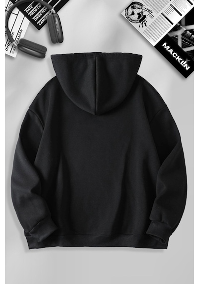 Macklin Sevgili Çift Kombini King Quenn Tasarım Baskılı Kapüşonlu Sweatshirt 2'li Set Siyah Beyaz Mck1473 Çok Renkli