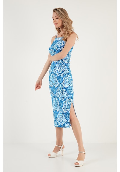 Lela Ip Askılı Fitted-Vücuda Oturan Yırtmaçlı Midi Bayan Elbise 5865573 Mavi Lela Ip Askılı Fitted-Vücuda Oturan Yırtmaçlı Midi Bayan Elbise 5865573 Mavi
