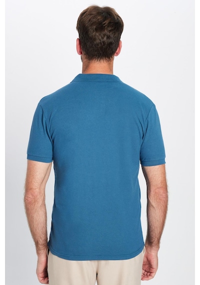 Tudors Erkek Slim Fit Dar Kesim Pamuklu Yumuşak Dokulu Serin Tutan Kumaş Düz Pike Petrol Polo Yaka Tişört-31686 PETROL