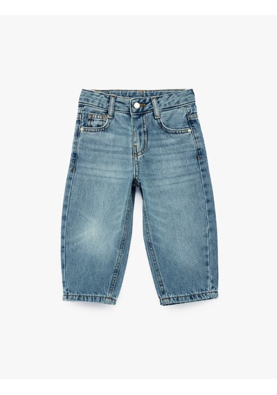 Koton Pamuklu Oversize Denim Pantolon Orta İndigo 7wmb40003td