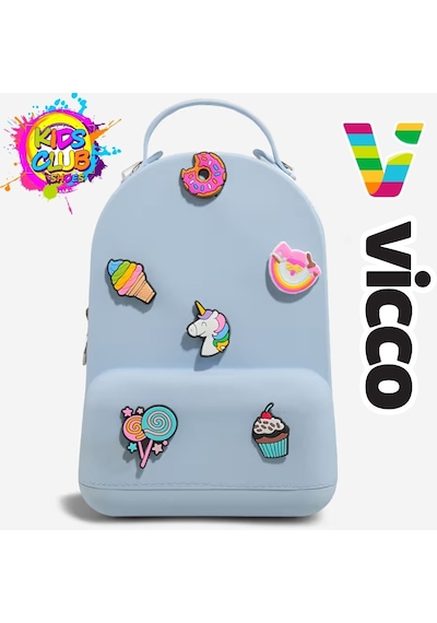 Vicco Pvc Mini Boy Çocuk Plaj Çantası Kreş Çantası Sırt Çantası Okul Çantası Unisex Çanta Mavi