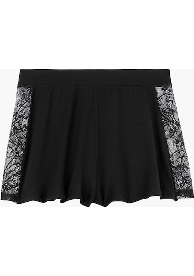 Aubade Lazy Days Shorty Modal Ve Ipek Karışımı Dantelli Şort Külot Siyah