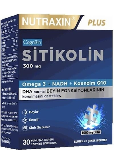 Citicoline 300 Mg 30 Softgel Omega 3, Dha, Epa, Koenzim Q10, B6 B12 İçeren Takviye Sitikolin
