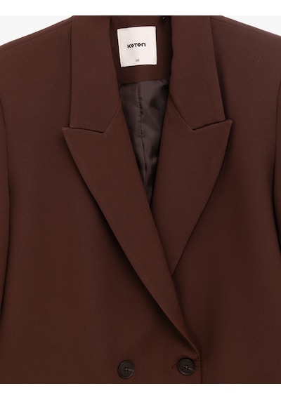 Koton Uzun Kollu Kapaklı Cep Detaylı Oversize Kruvaze Blazer Ceket Kahverengi 6wak50051uw Kahve