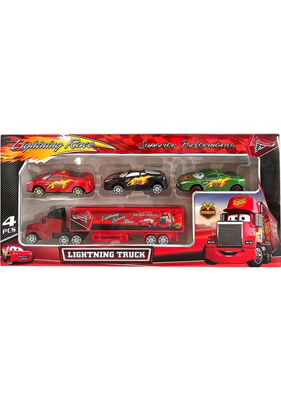Cars Arabalar Taşıyıcı Tır Mack Şimşek Mcqueen Oyuncak Metal Araba Seti Diğer