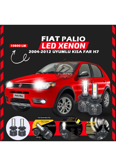 Fiat Palio 2004-2012 Kısa Far Uyumlu Şimşek Etkili Led Xenon Premium Series H7