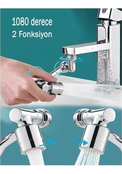 Acrobat Musluk Başlığı 1080 Derece Hareketli, Su Tasarruflu - 9079454105662 Krom
