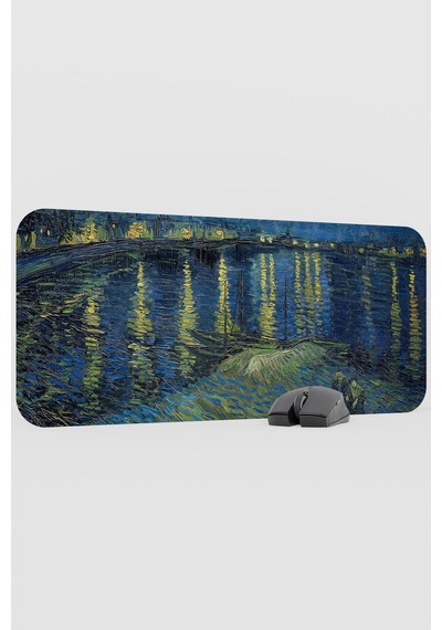Van Gogh Ren Nehrinde Yıldızlı Gece V5 70x30 Xl Gaming Kauçuk Kaymaz Taban Mouse Pad Fare Altlığı