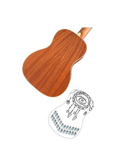 gözyaşı siyah renk ukulele akor cetveli tablosu stickeri etiketi