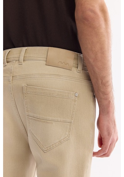 Avva Erkek Bej Eskitme Yıkamalı Pamuklu Elastan Comfort Fit Jean Pantolon A61y3506