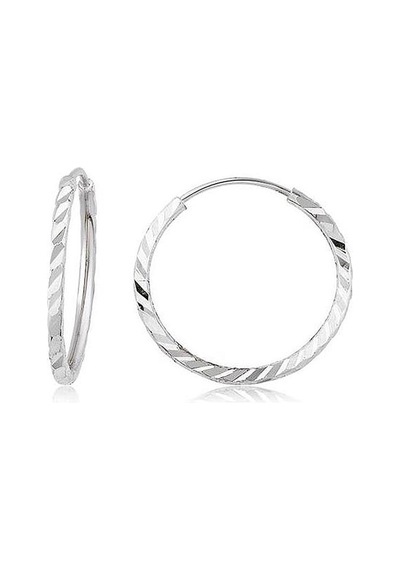 Beyaz Yelpaze Kalemli Altın Halka Küpe Çapı: 1.8cm Beyaz Altın