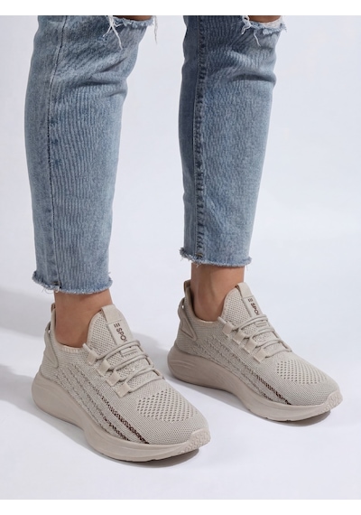 Bej Unisex Yürüyüş Hafif Triko Ayakkabı-015 Bej