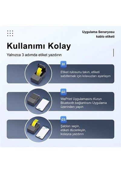 Powermaster Pm-29886 Çok Amaçlı Bluetooth Destekli Taşınabilir Akıllı Termal Etiket Yazıcısı