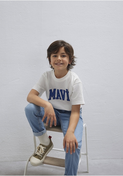 Mavi - Mavi Logo Baskılı Ekru Tişört 6610418-70057 Ekru