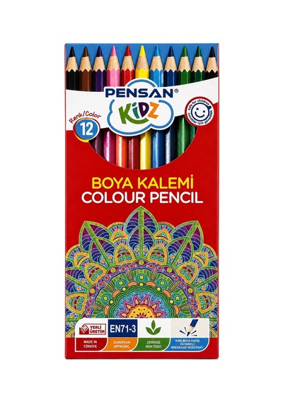 Pensan Kidz 4 Lü Boyama Seti 12 Renk Keçeli Kalem Pastel Sulu Boya Kuru Boya Okul Seti Çok Renkli