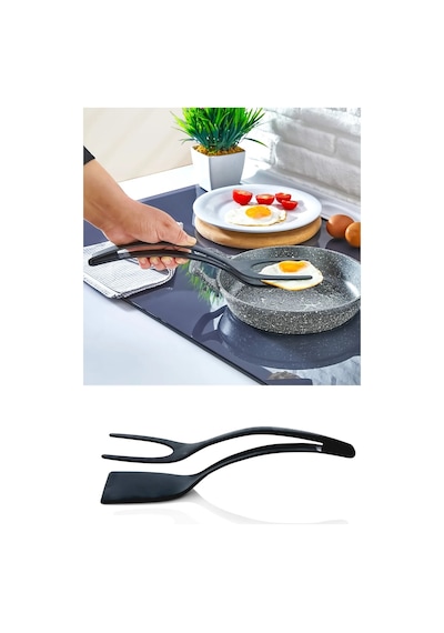 1 Adet Pratik Yanmaz Yapışmaz Teflon Maşalı Spatula- 220 Dereceye Dayanıklı Teflon Servis Set Plasti Diğer