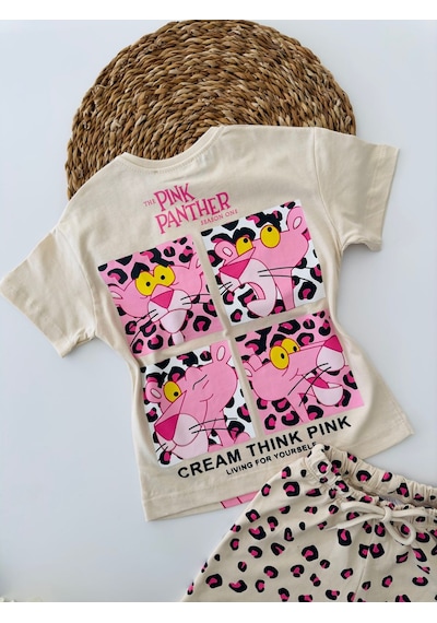 Miniğimin Cicileri Pink Panter Şortlu Kız Çocuk Penye Takım - Pembe