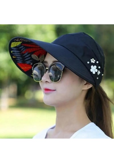 Valkyrie Geniş Vizör Güneş Koruyucu Kadın Şapka Siperlik Spor Tenis Şapkası Koyu Siyah